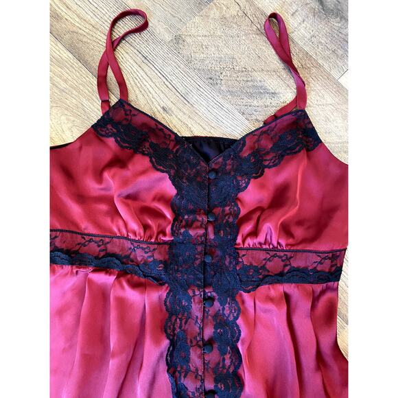 Vintage Romantic Goth Red Satin Lace Babydoll Cami Women's M - Picture 2 of 10